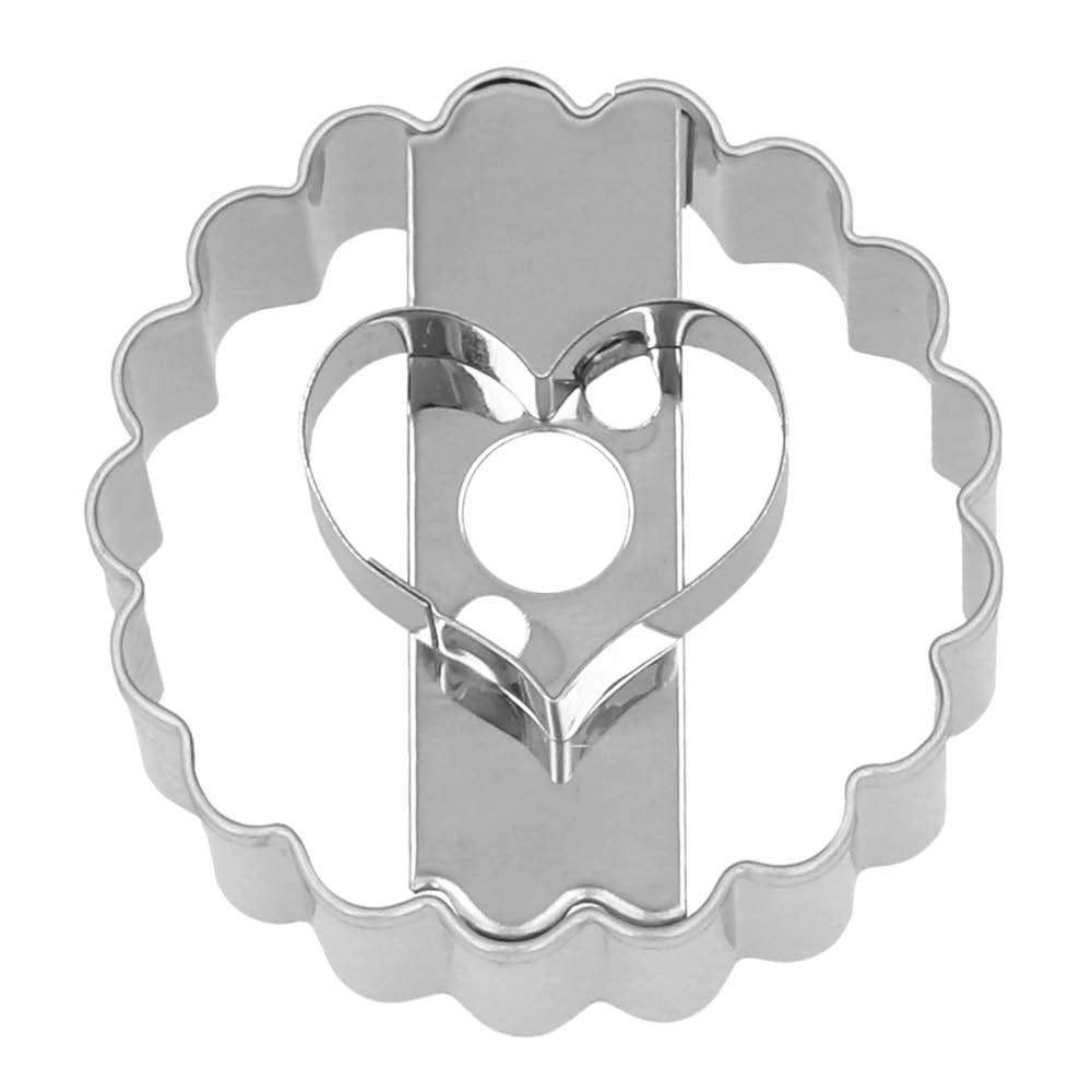 Birkmann Cookie Cutters pepparkaksform Rund med Hjärtutstickare 5 cm stål