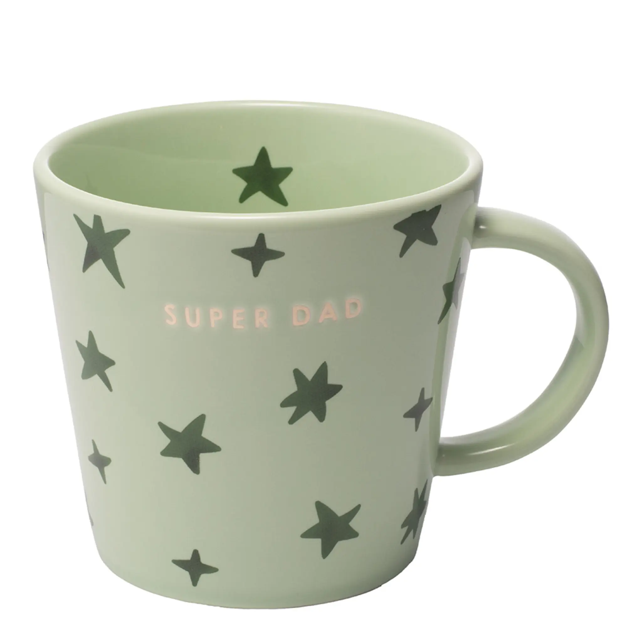 Vondels Classic Cups mugg 35 cl SUPER DAD ljusgrön med stjärnor