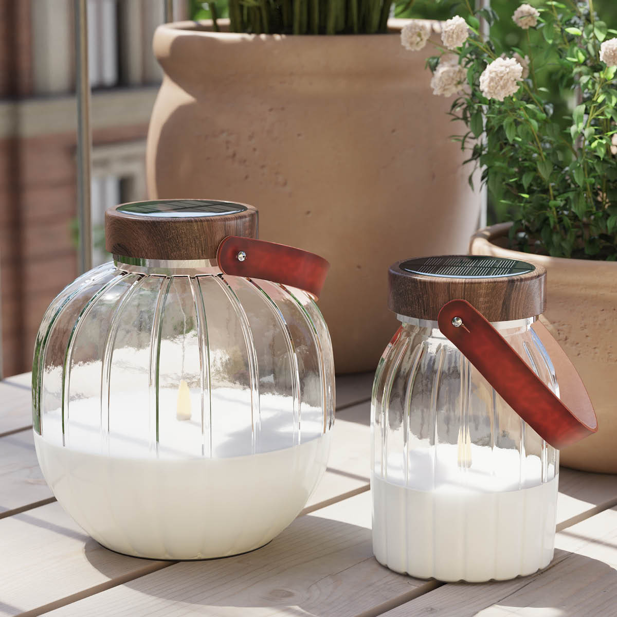 DeluxeHomeart LED glass lanterne 20 x 20 cm solcelledrevet