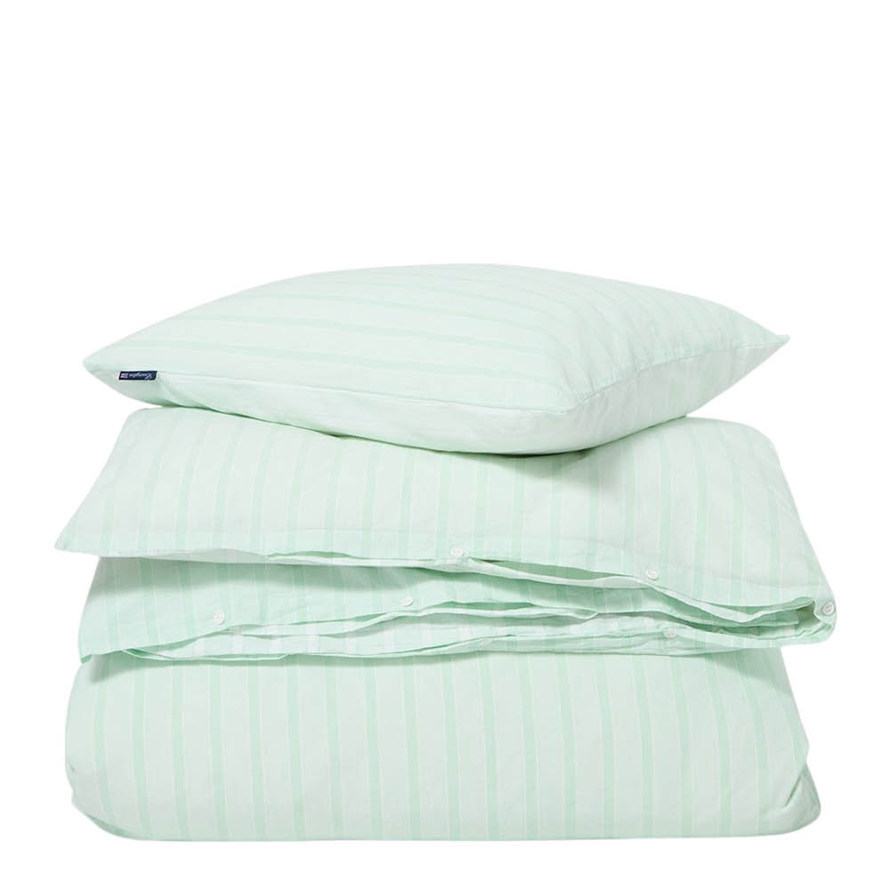 Lexington Striped Cotton Percale påslakanset 150x220 cm grön/vit