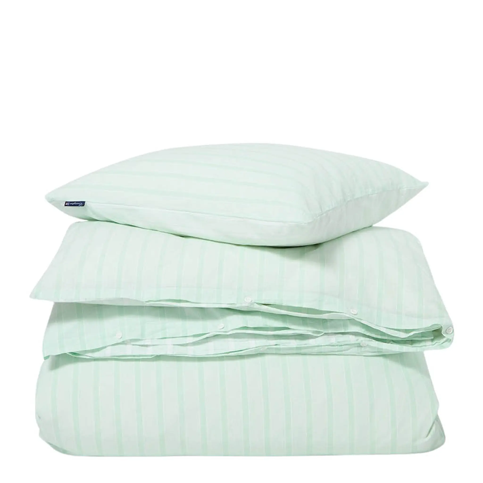 Lexington Striped Cotton Percale påslakanset 150x220 cm grön/vit