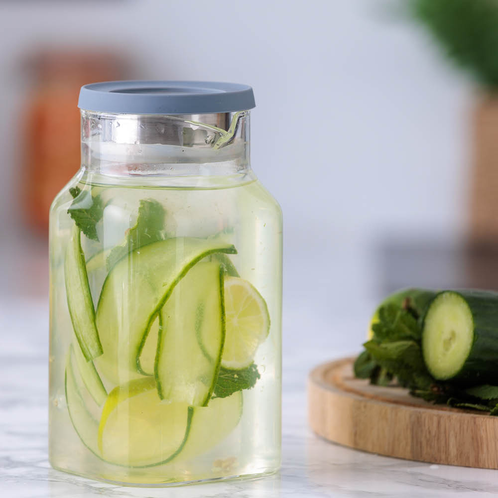 Kilner Fresh juicekanna fyrkantig 1,2 L glas/grå