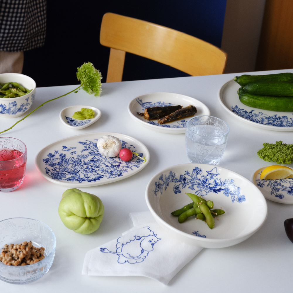 Moomin Arabia Haru pastatallerken 21 cm mummi hvit/blå