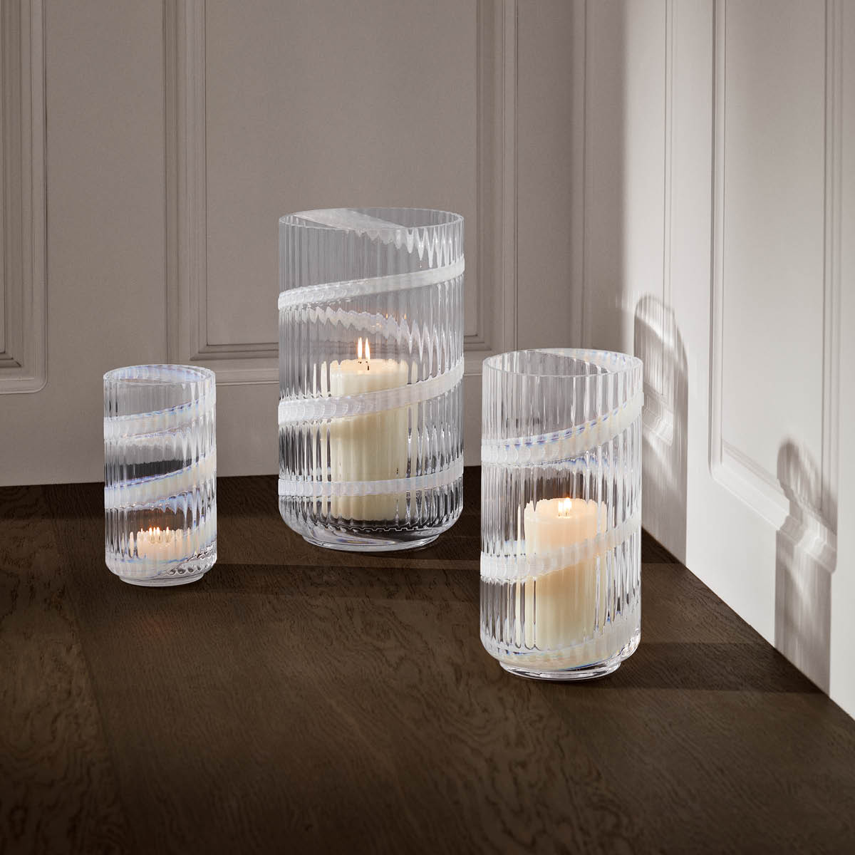 Lyngby Porcelæn Vas munblåst glas 20,5 cm swirl white