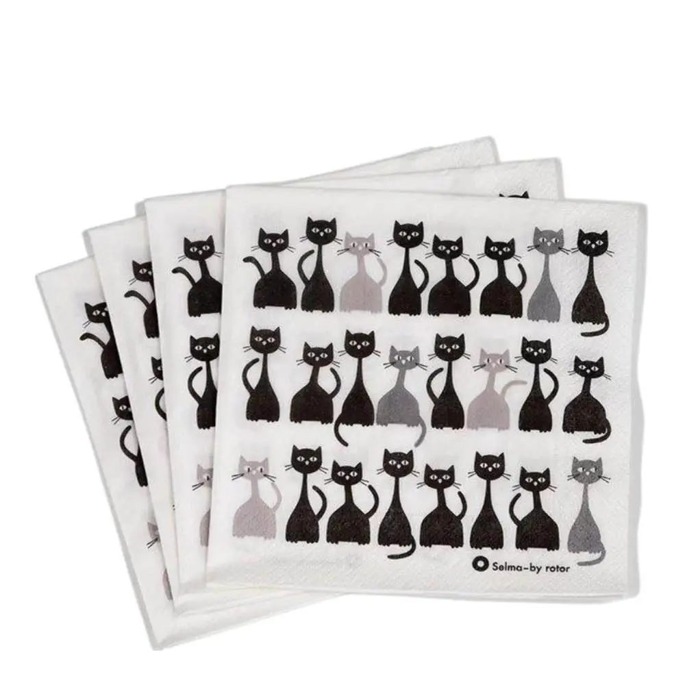 Selma servietter 33x33 cm 2x20 stk hvit/svart