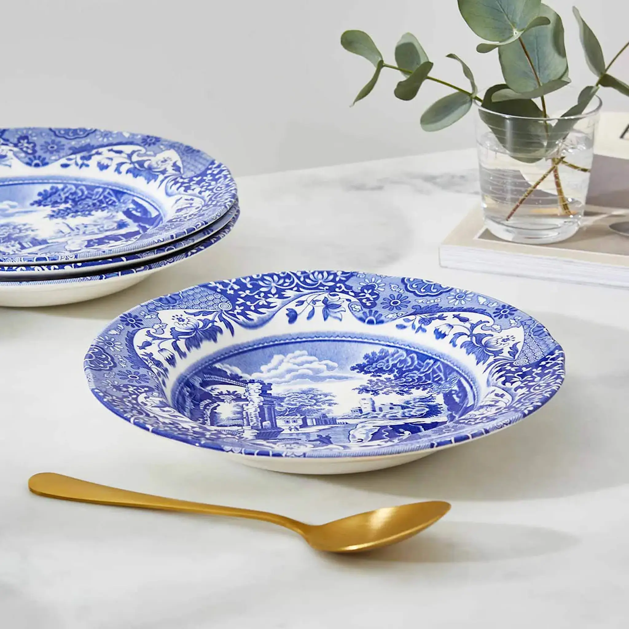 Spode Blue Italian djup tallrik 23 cm blå/vit