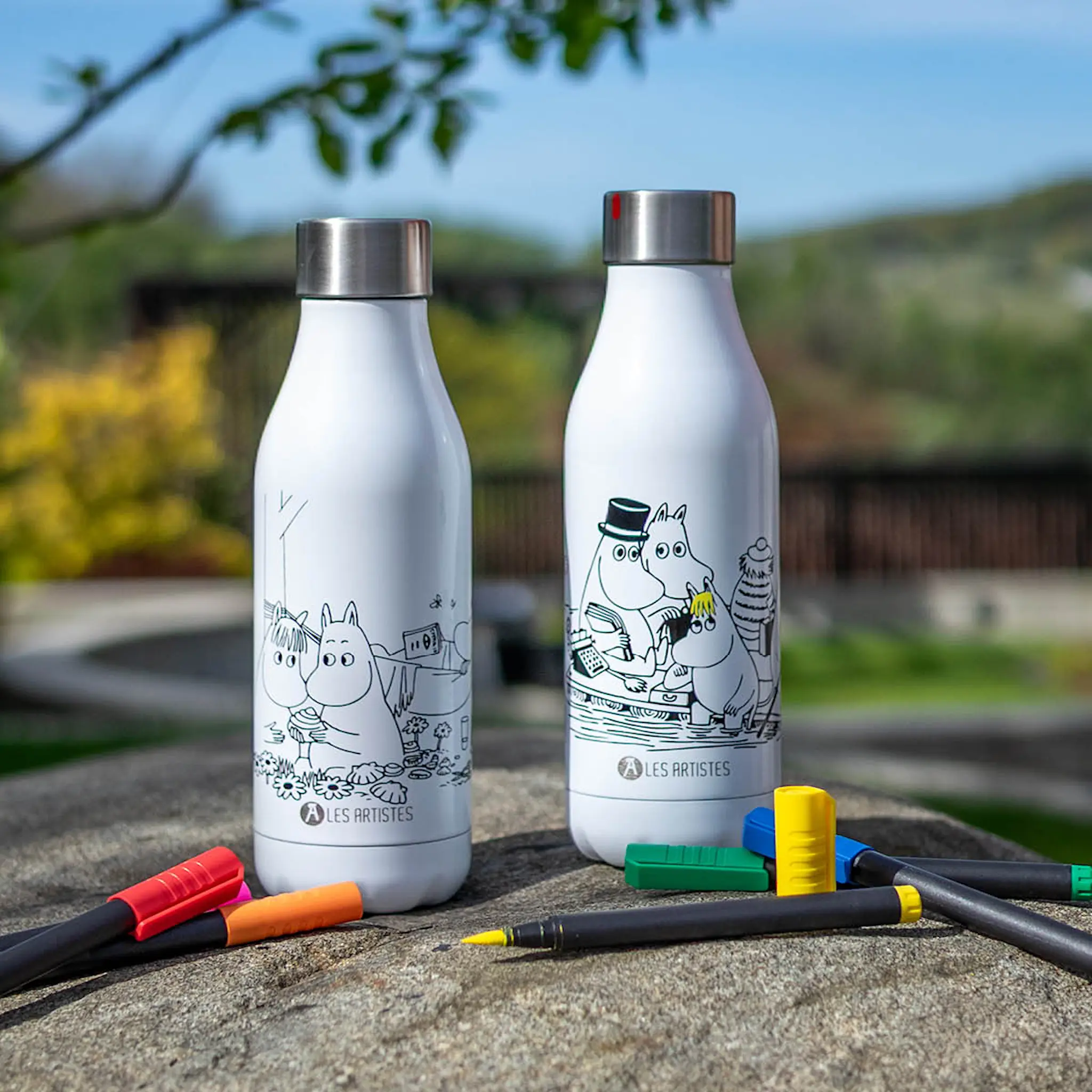 Les Artistes Bottle Up Muumi Termospullo Tusseilla 0,5 L Valkoinen