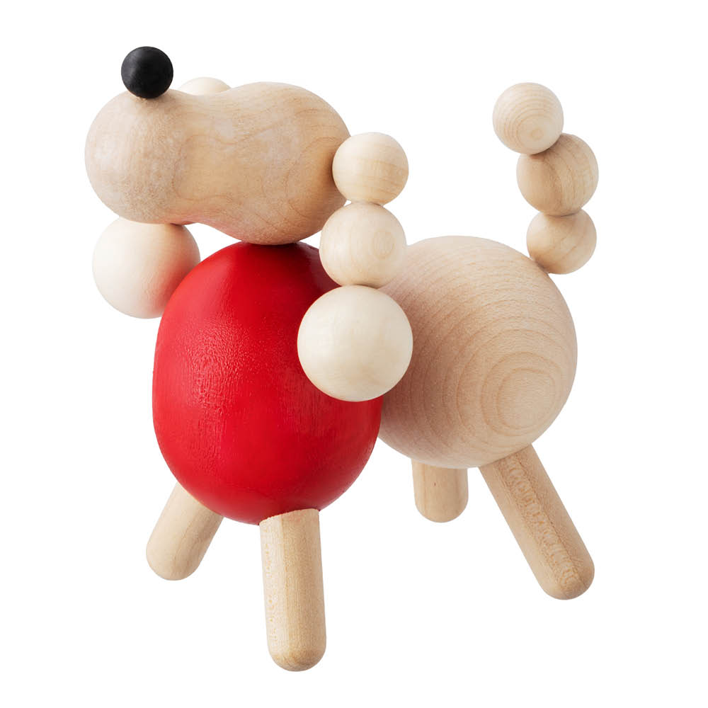 Aarikka - Villakoira pieni figuuri 11 cm puu/punainen