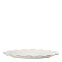 Serveringsfat med vågig kant 29x42 cm vit/blå