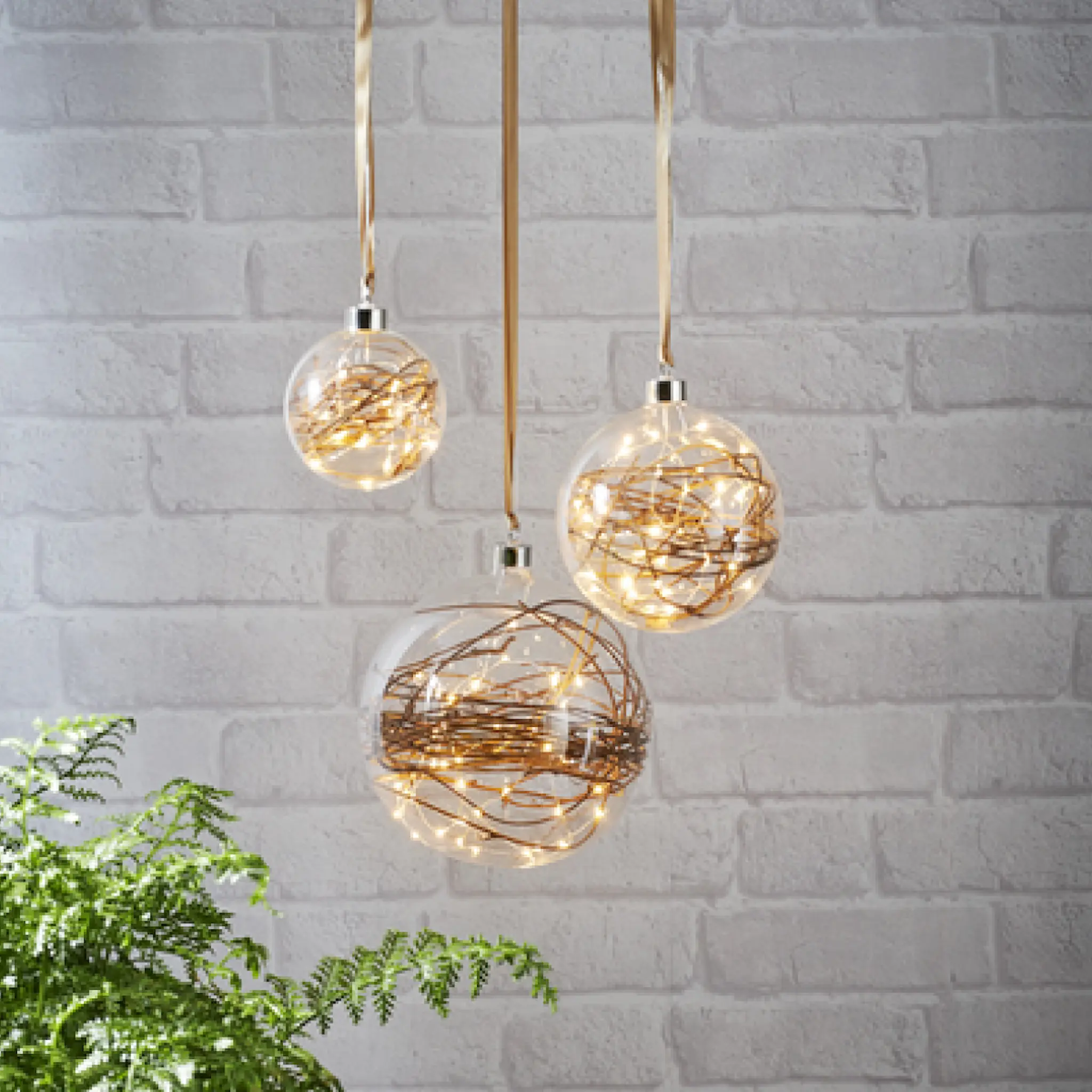 Star Trading Glow julkula med ljus och kvist i glas 20 cm klar