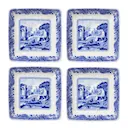 Blue Italian assiett fyrkantig 7,5 cm 4-pack blå/vit