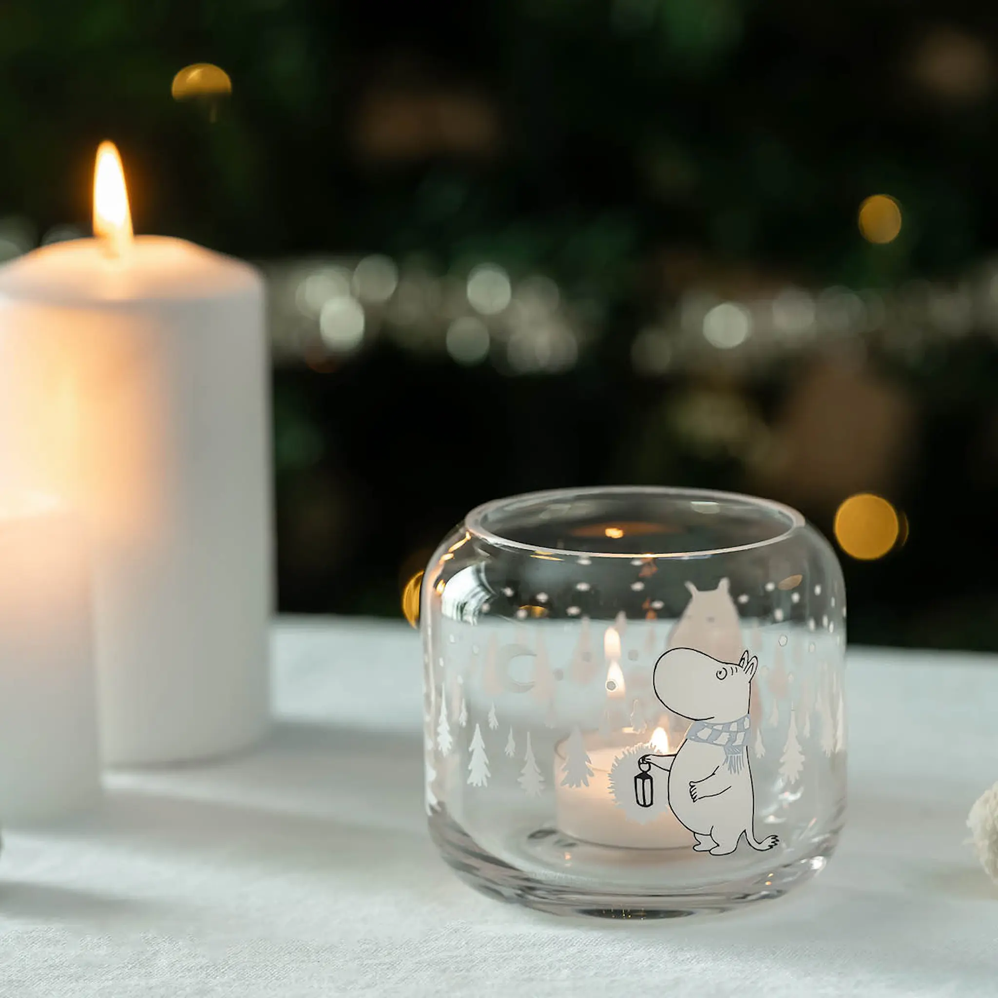 Muurla Mumin ljuslykta / vas 8 cm Snöfall klar