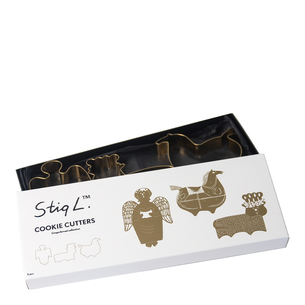 Pluto Pepperkakeform 17x18,5x2,5 cm 3 stk gullmetall