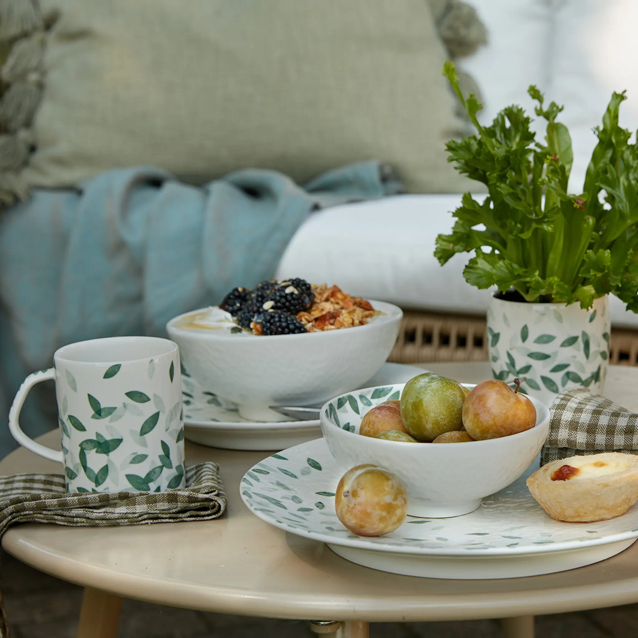 Denby Greenhouse mugg 20 cl vit/grön
