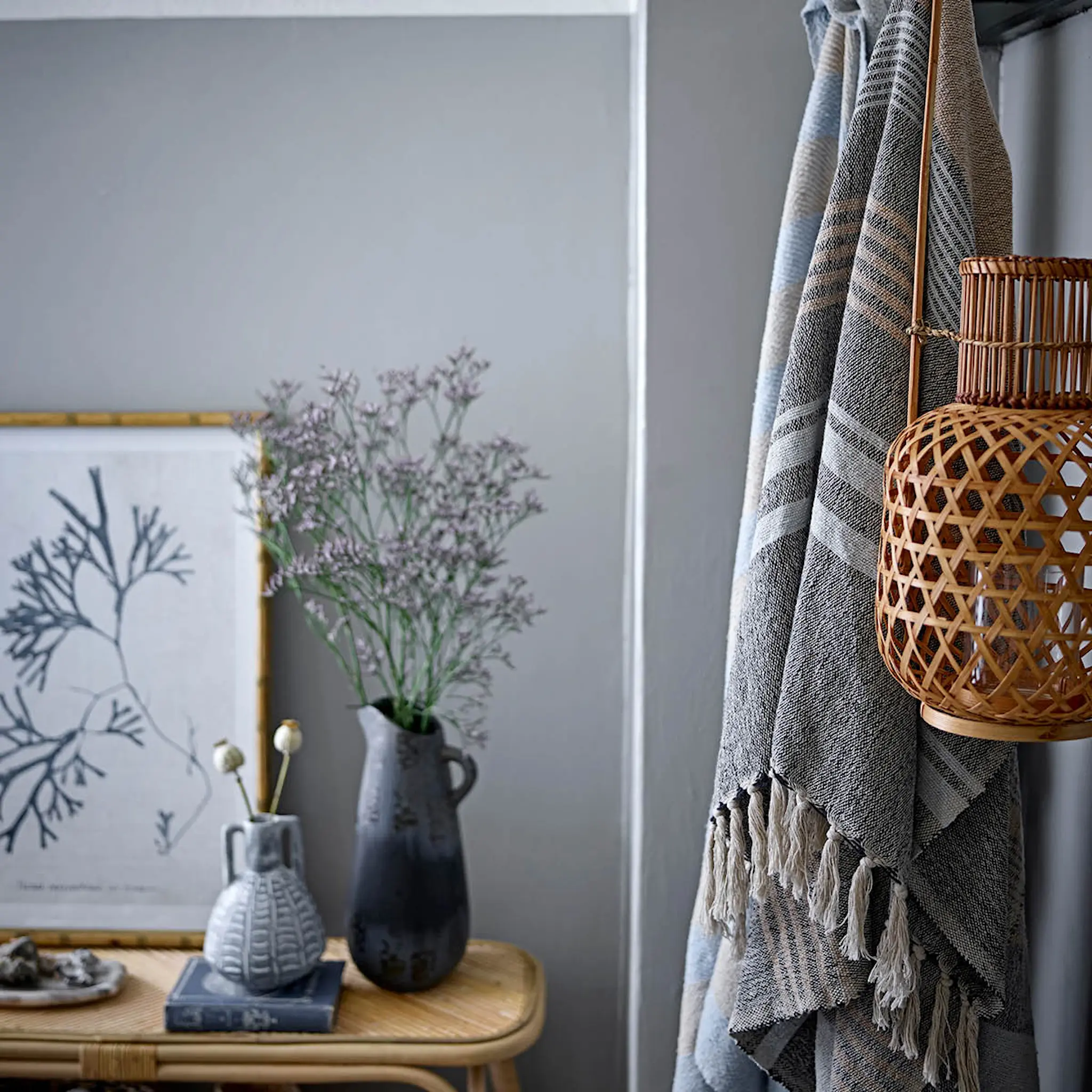 Creative Collection Ferrara pläd 160x130 cm blå/natur