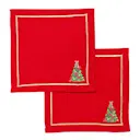 Christmas Party glasunderlägg Julgran 14x14 cm 2-pack röd
