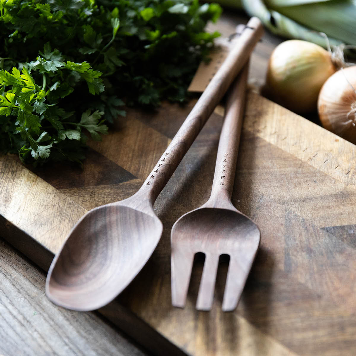 Satake Salaattiottimet 33 cm 2 osaa Pähkinäpuu