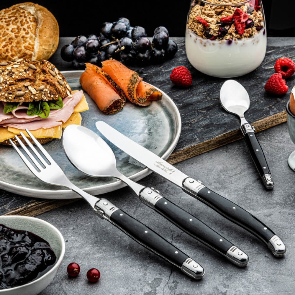 Laguiole Style de Vie Premium Line Treasure bestickset 24 delar svart/stål