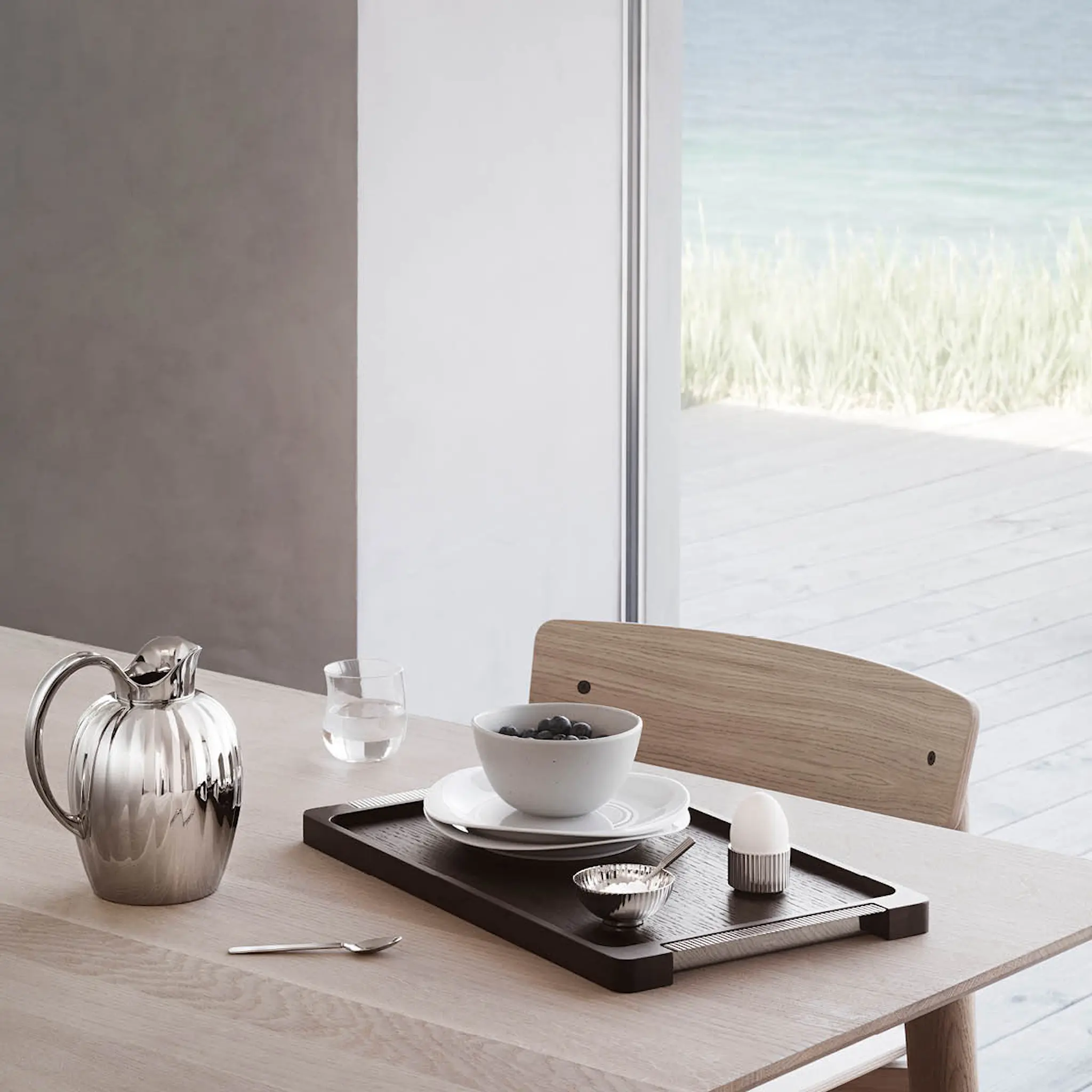 Georg Jensen Bernadotte saltkar med sked 7,4 cm stål