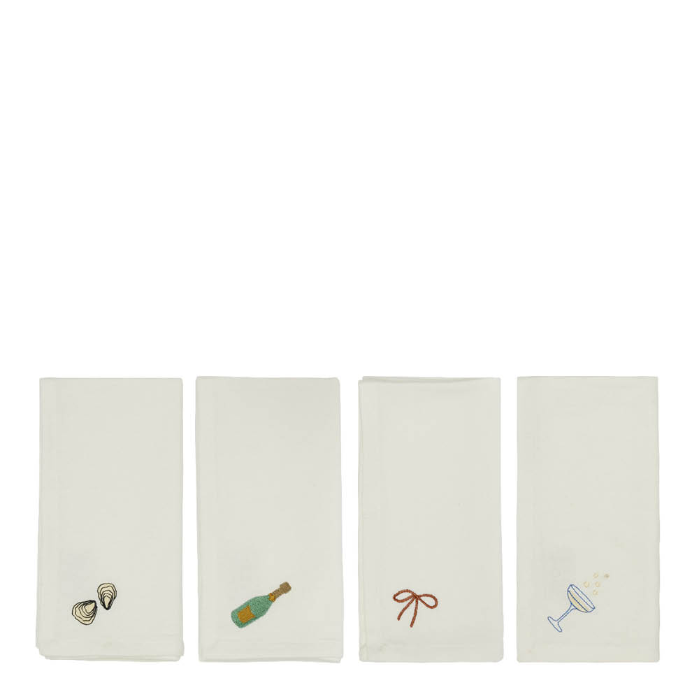 OYOY New Year tygservett 45x45 cm 4-pack offwhite