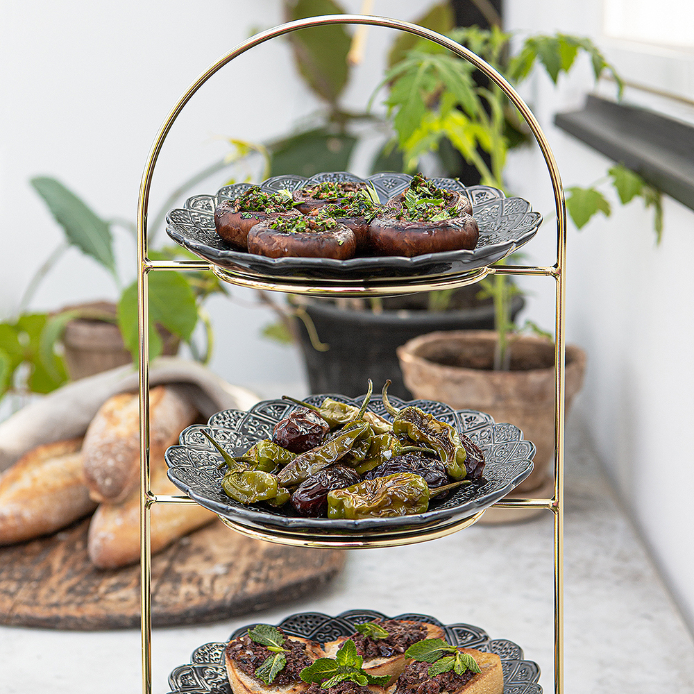 Cult Design Orient Lautasteline 43 cm 3 kerrosta Messinki