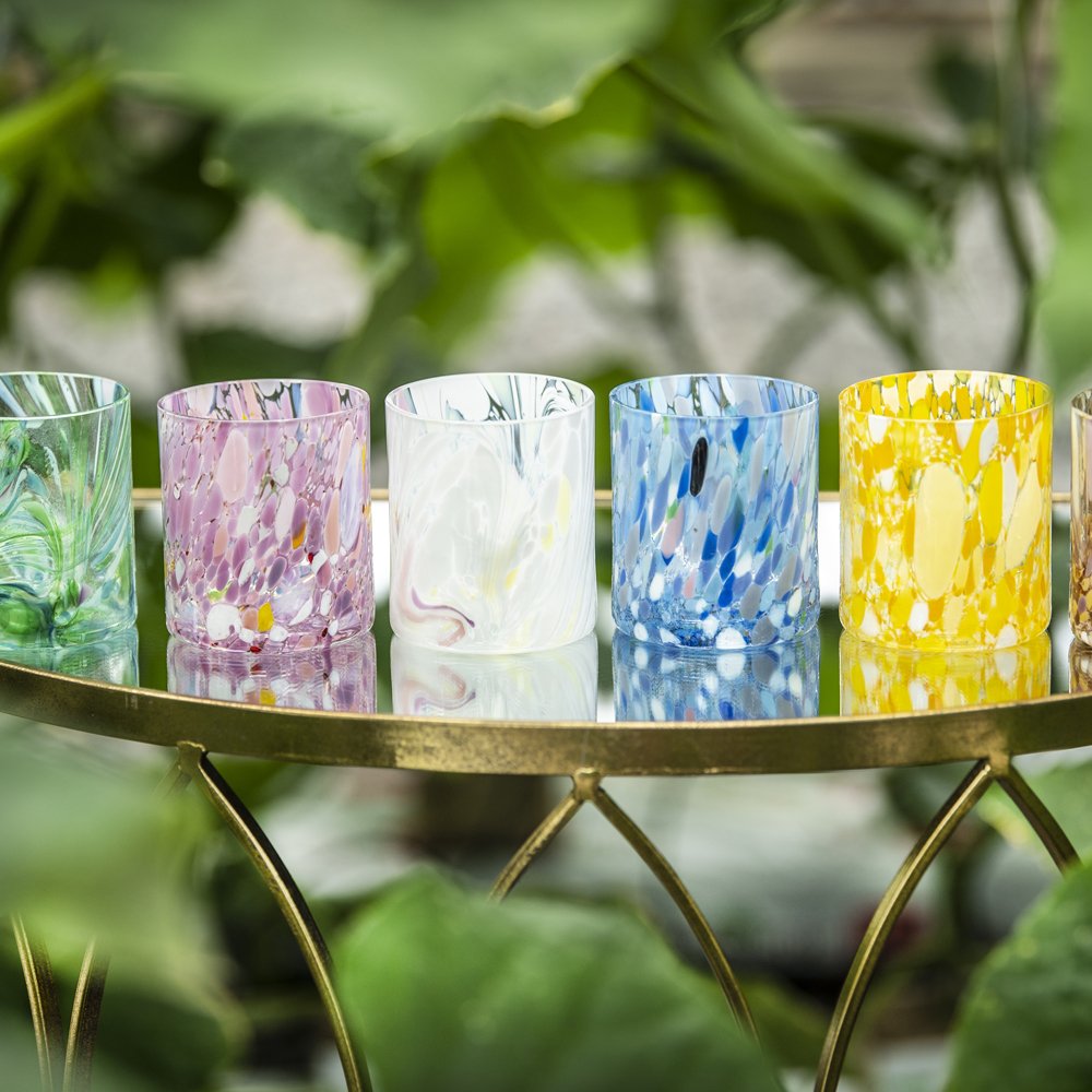 Magnor Swirl drikkeglass/lykt 35 cl gul multi