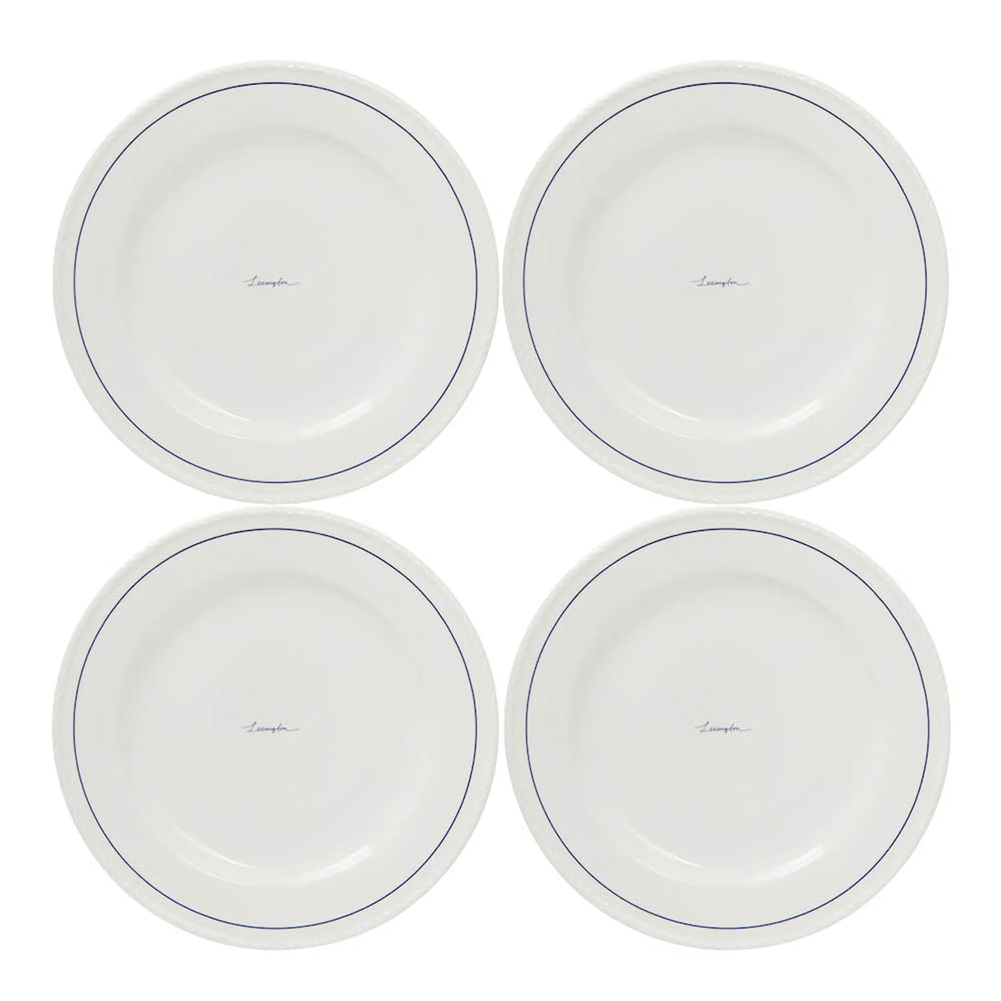 Lexington Icons tallrik 28 cm 4-pack vit/blå