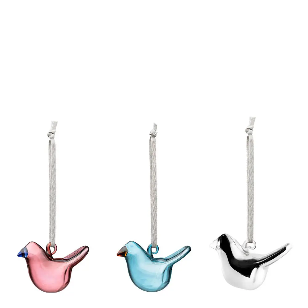 Mini glassfugler mix 2025 3 stk