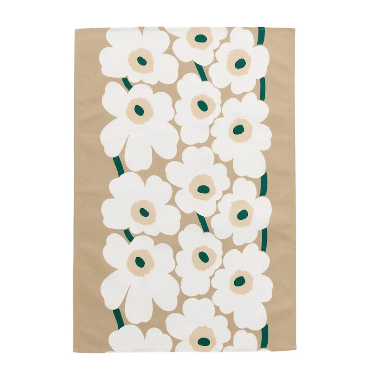 Marimekko Unikko kökshandduk 47x70 cm sand/vit/smaragdgrön