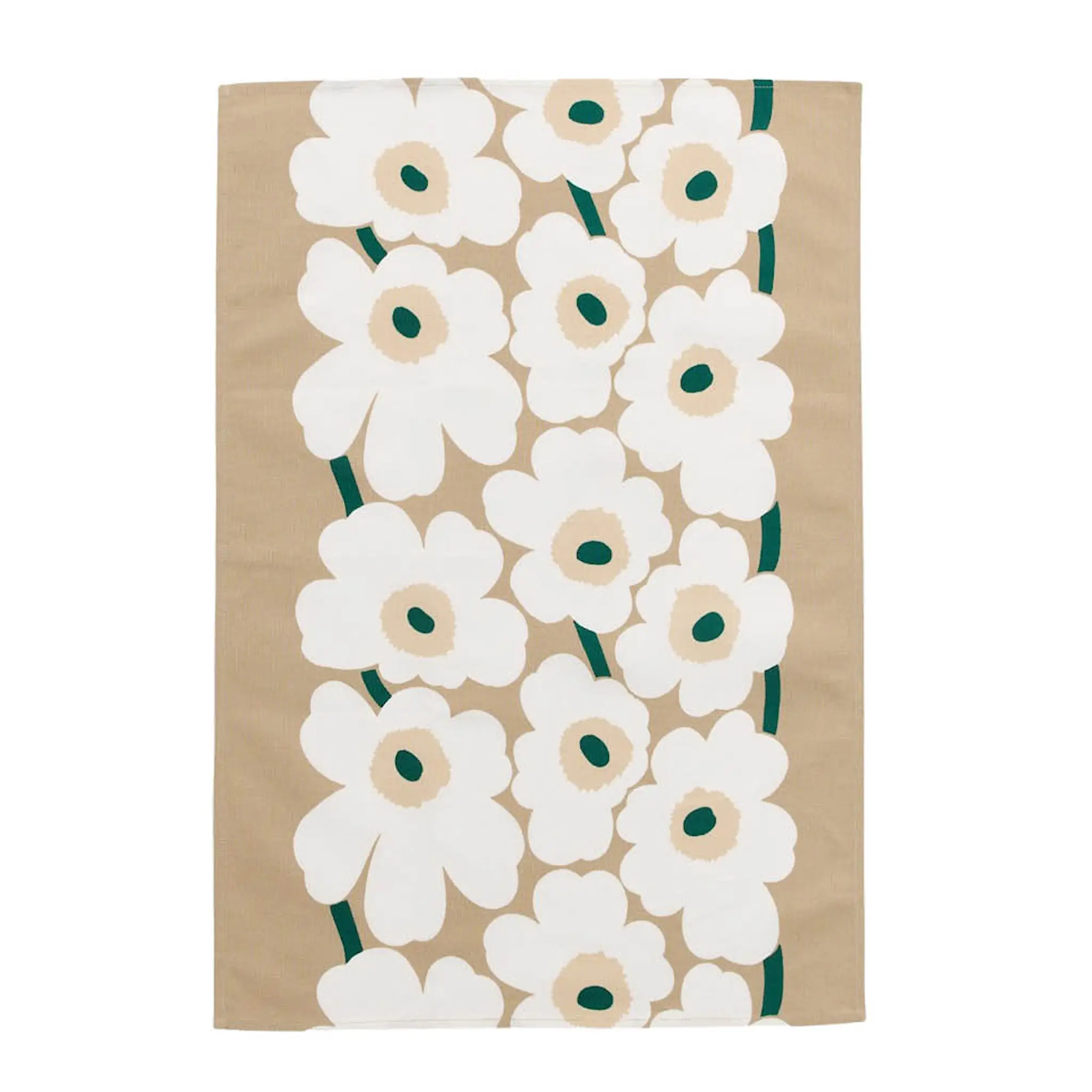 Marimekko Unikko kökshandduk 47x70 cm sand/vit/smaragdgrön