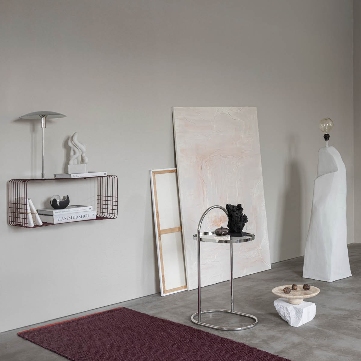 Mette Ditmer Travertine runt dekorationsfat på fot 32 cm linen