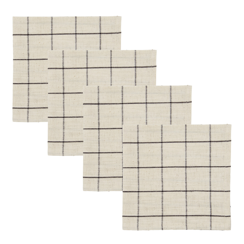 House Doctor - Join Servetti 40x40 cm 4 kpl Musta/Off-white