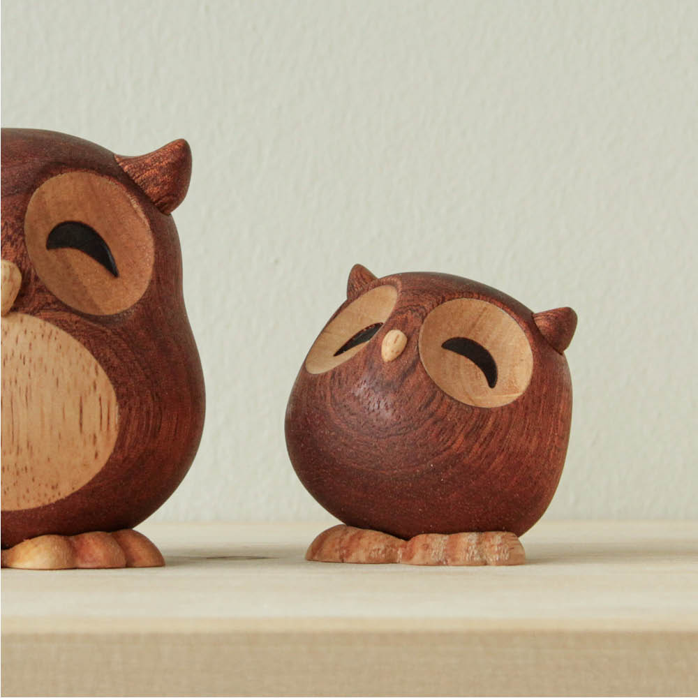 FableWood Puufiguuri pöllö Sofia 5 cm Kumipuu/Sapele