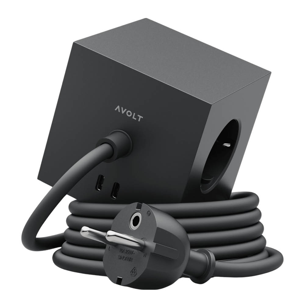 Avolt - Square 1 USB-C Jatkojohto 3 m Stockholm Black