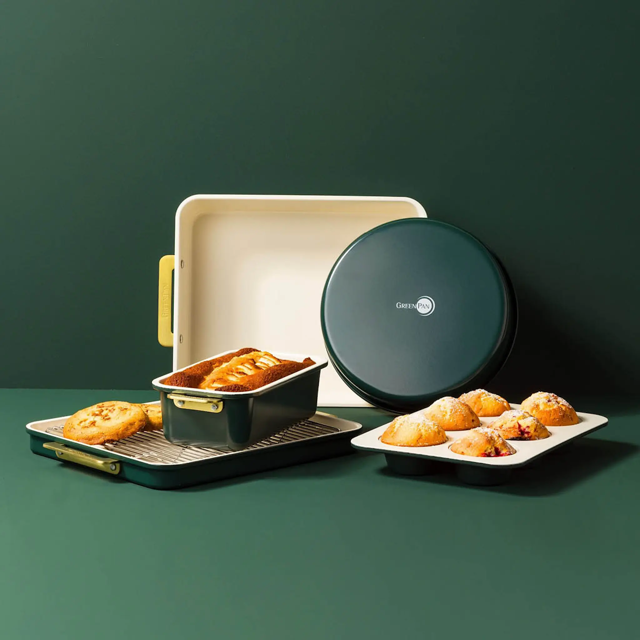 GreenPan Padova Reserve leivontavuokasetti 6 osaa Pine Green
