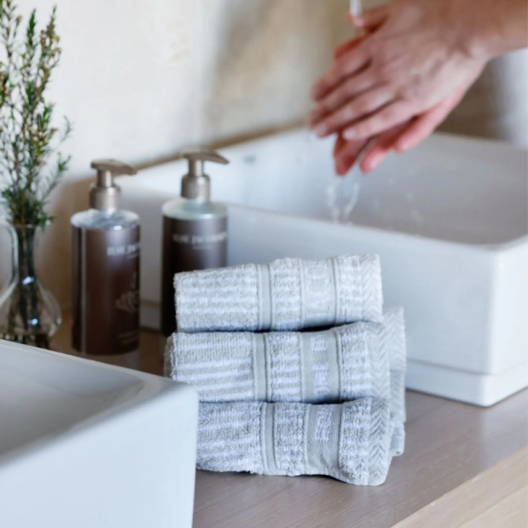 Home by Ilse Jacobsen Bath Collection tvättlapp 30x30 cm 4-pack sand beige stripes