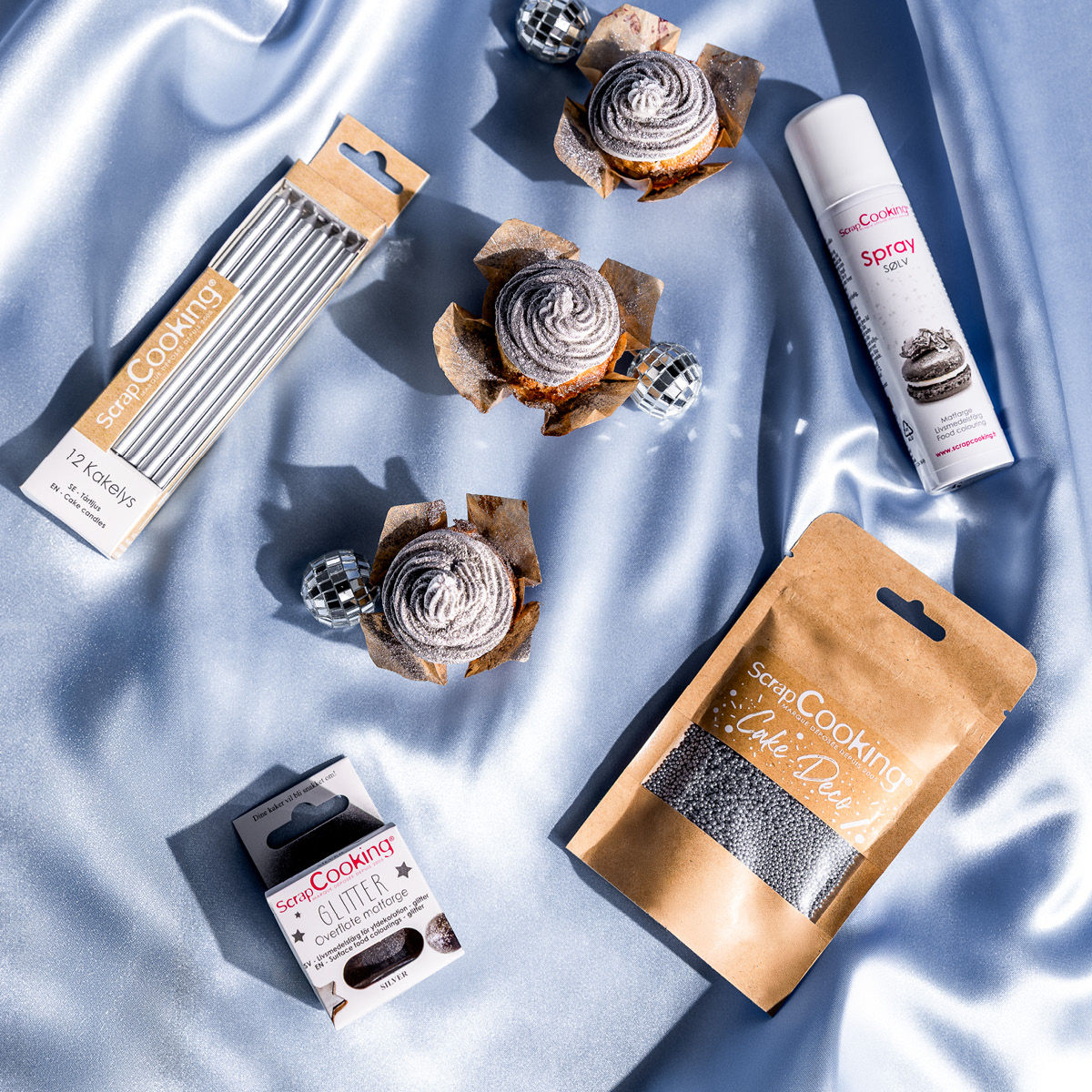 ScrapCooking Tårtljus 12-pack 12 cm silver