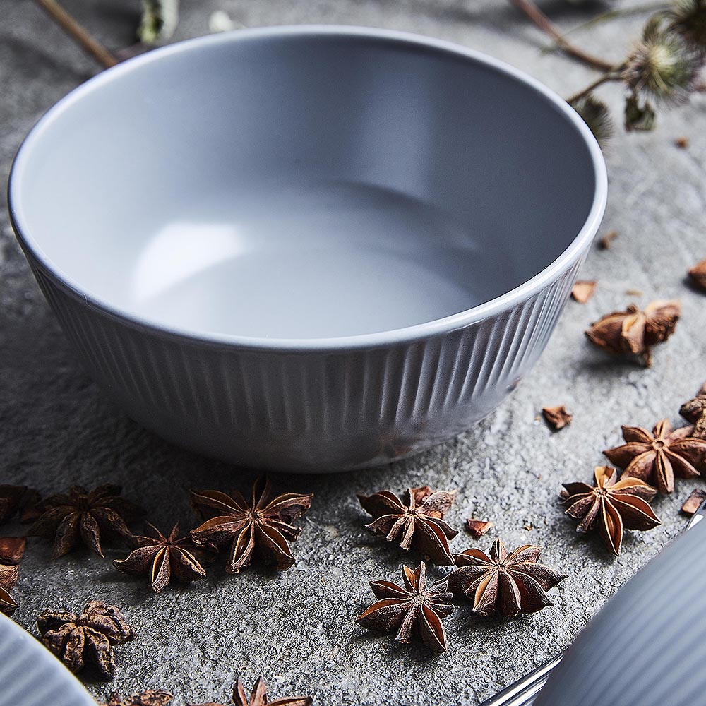 Aida Groovy stentøy skål 14,5x6,5 cm grå