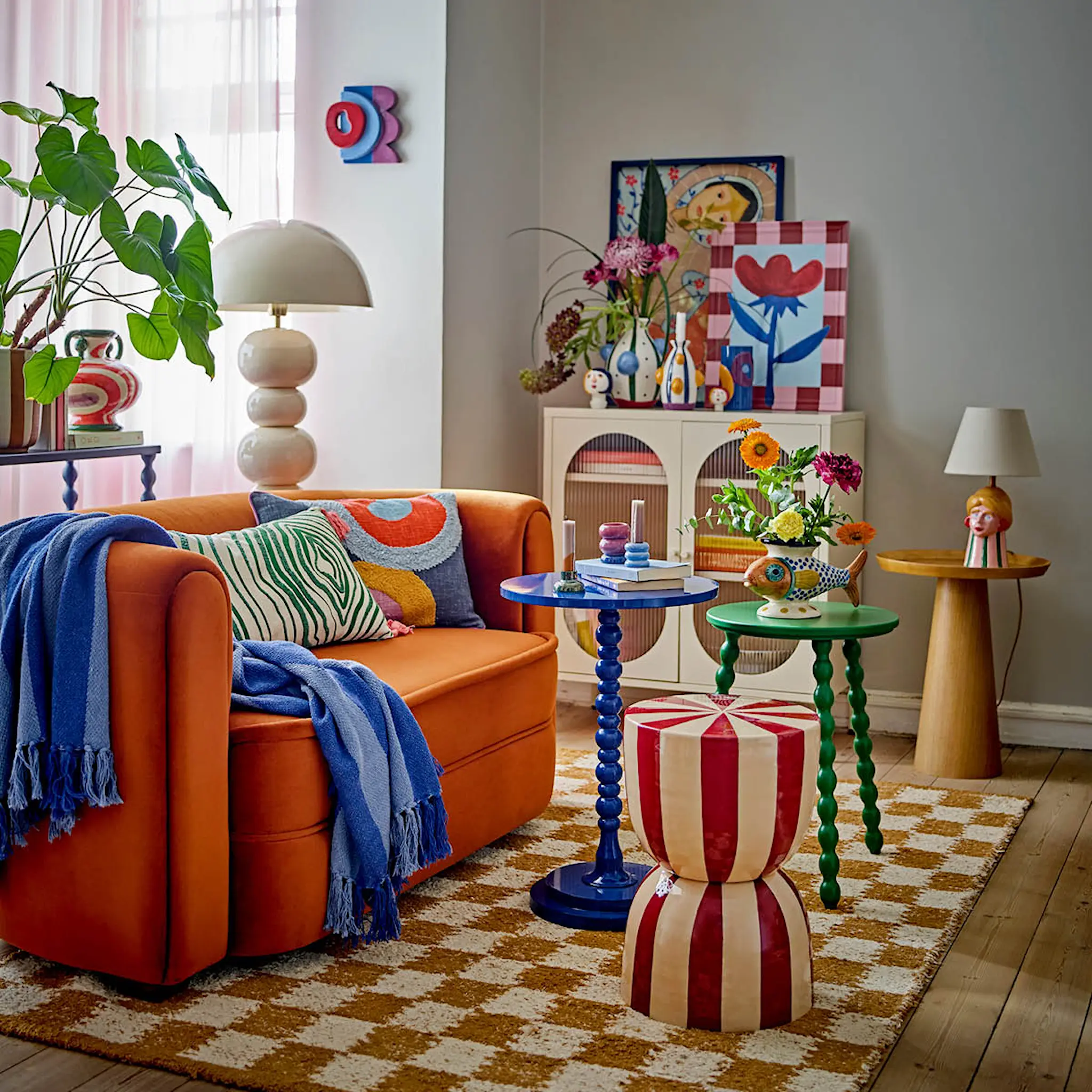 Bloomingville Frello pläd 160x130 cm blå
