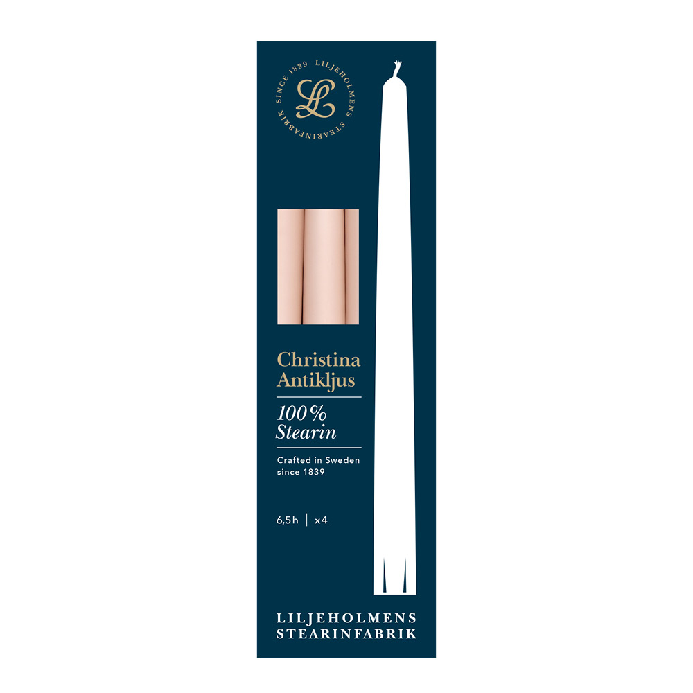 Liljeholmens - Christina Antiikkikynttilä 26 cm 4 kpl Vaaleanpunainen