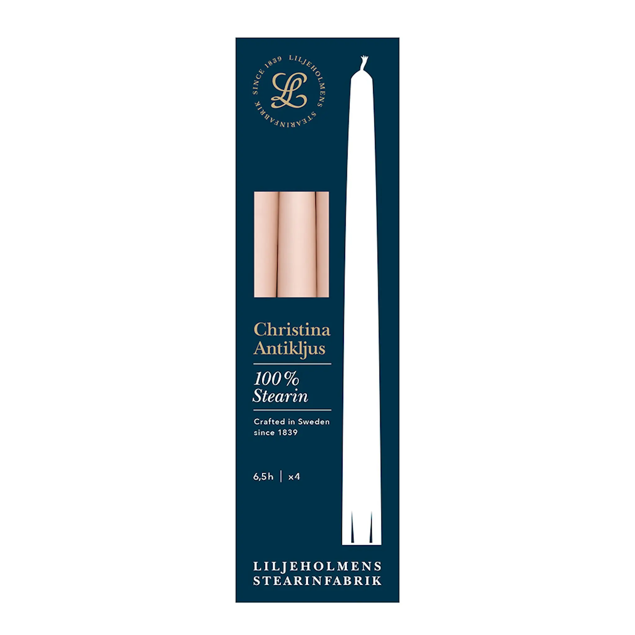 Liljeholmens Christina antikljus 26 cm 4-pack dimrosa