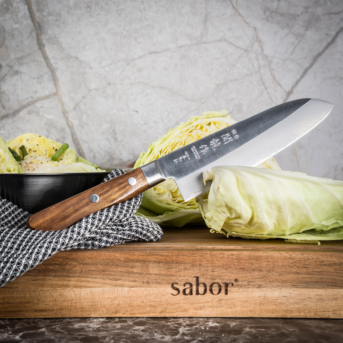 Sekiryu Wood santokukniv 16,5 cm silver