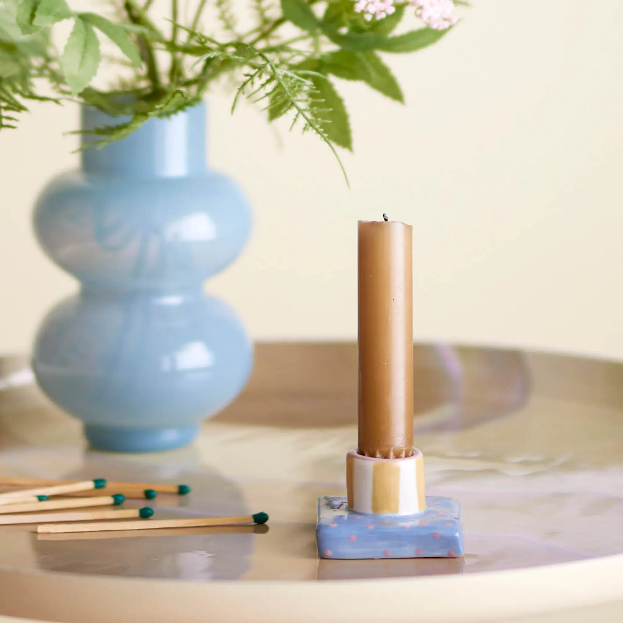 Bloomingville Tacana ljusstake 6x6 cm blå