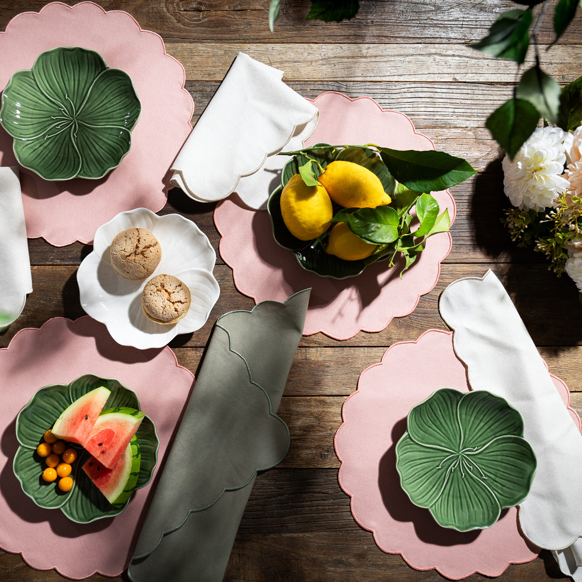 Ziczac Scallopped tygservett 2-pack 40x40 cm natur