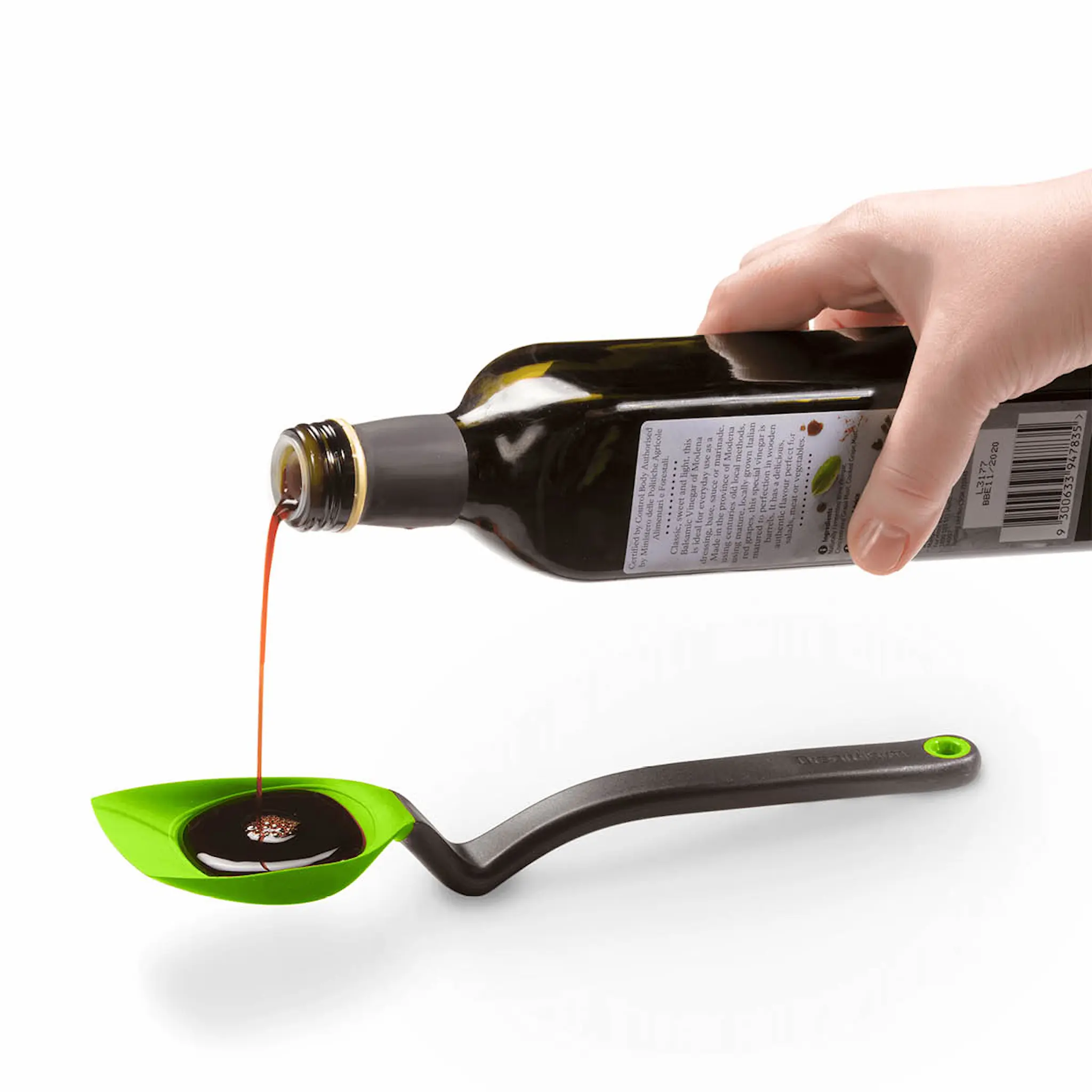 Dreamfarm Silikonsked med vinklat skaft 28 cm grön