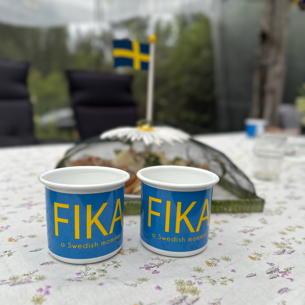 Citronelles Fika Emaljekopp 30 cl moment gul/blå