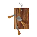 Ostset med skärbräda och 3 knivar i akacia