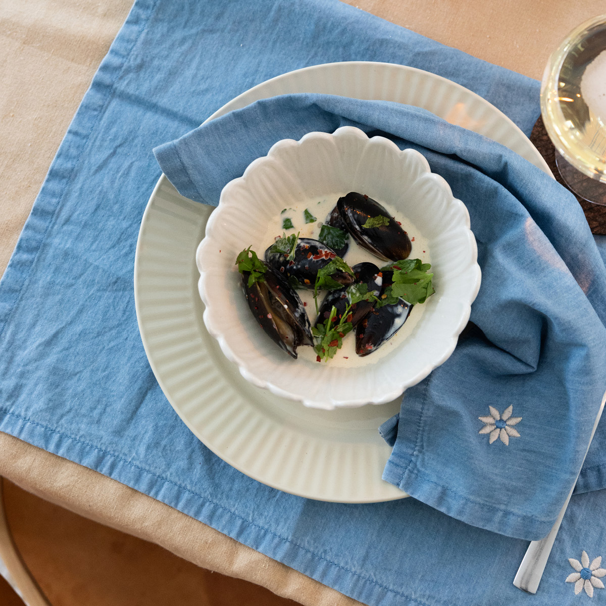 Sagaform Eden denim servett 45x45 cm 2-pack blå