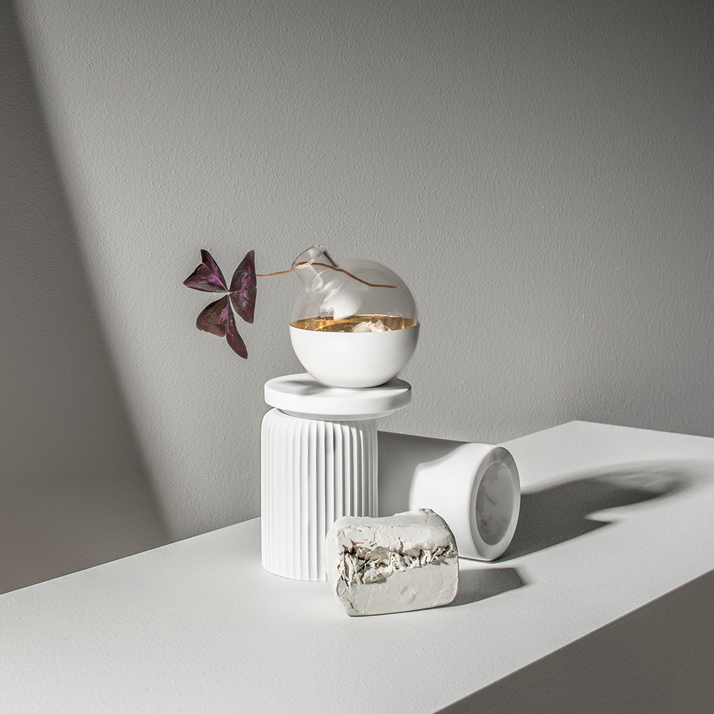 Skultuna Pomme Vas/Lykta 9,5 cm Vit/Mässing