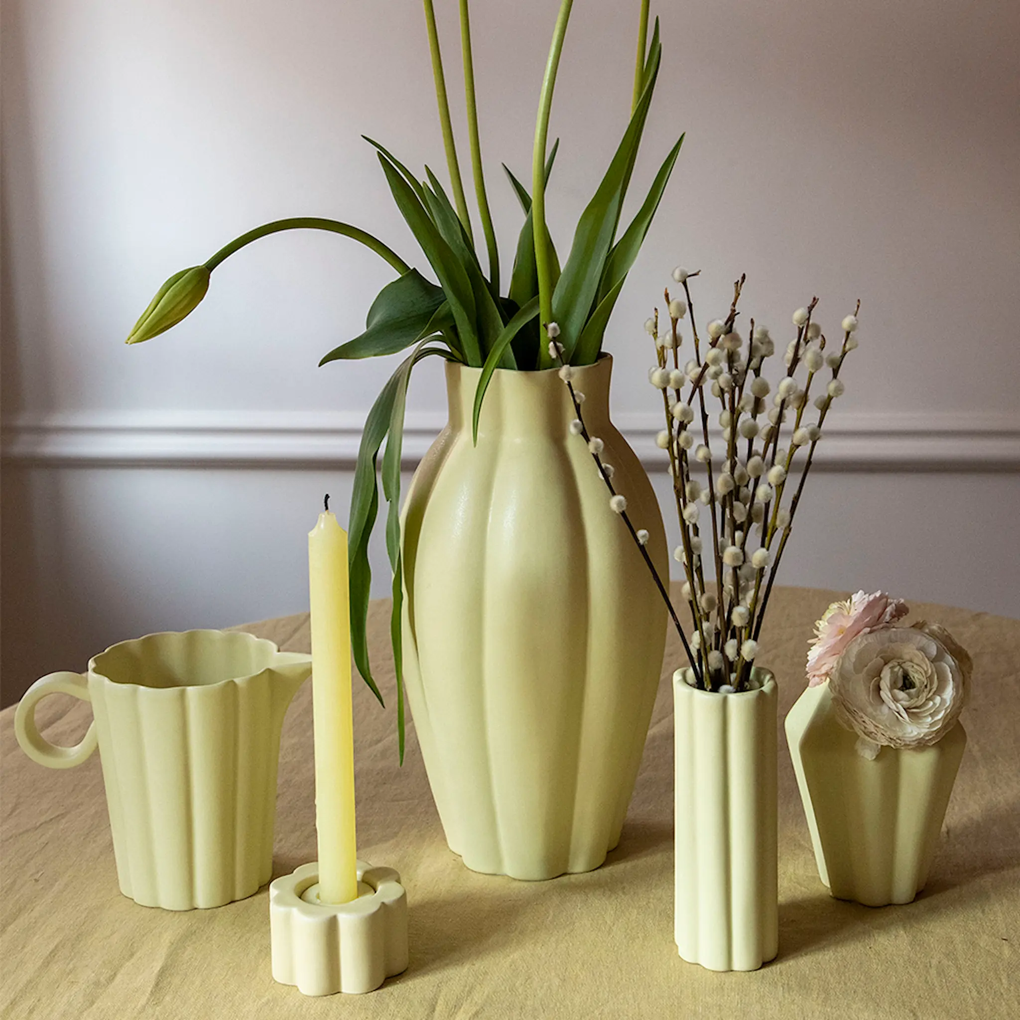 PotteryJo Birgit Vas/Ljusstake 17 cm Pale Yellow